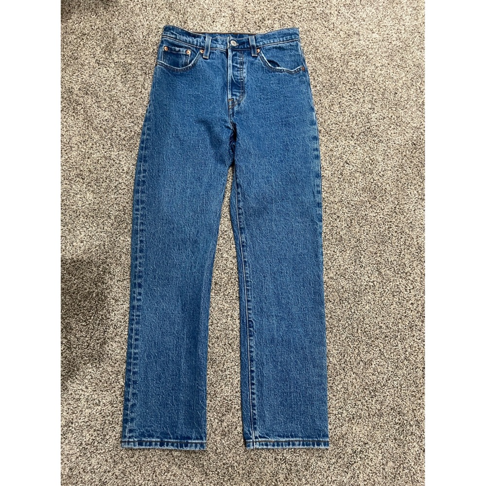 Levis 501 Original Cropped Jeans Blue High Rise Button Fly 36200-0225 Womens 25